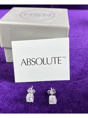 NIB Absolute Brand HSN Sterling Zirconia Stud Earrings